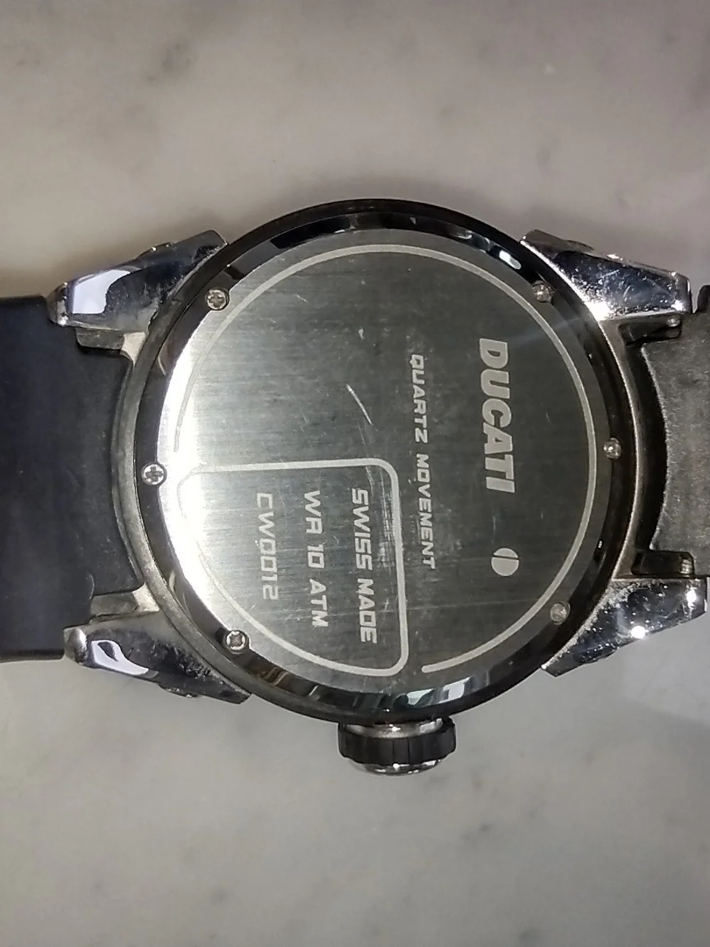 Men's Black and Silver Sport Watch Ducati with Orange Accents